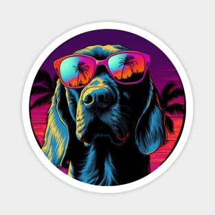 Retro Wave Bloodhound Dog Magnet